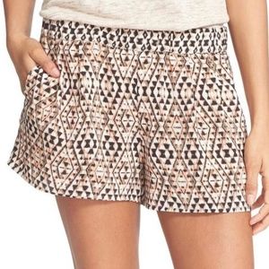 Joie Printed Pattern Silk Pull Up Shorts Womens Size M Elastic Waist